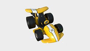 Cartoon Kart A06 Yellow - Vehicle Racing Design 3D model