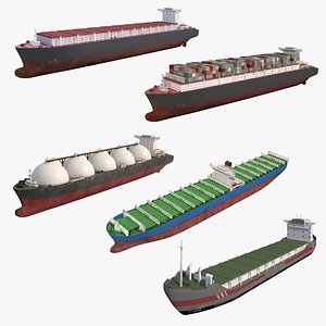 3D Industrial Cargo Ships Pack 01 Low-poly AP
