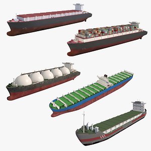 Industrial Cargo Ships Pack 01 Low-poly AP