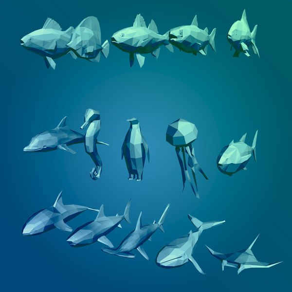 Zwierzęta morskie Cartoon LowPoly Model 3D - TurboSquid 1486291