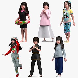 Asian Girl Childs Collection 4 Rigged for Maya model