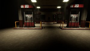 3D Gas Station Low-poly 3D model
