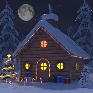 Stylized Christmas House 3D model