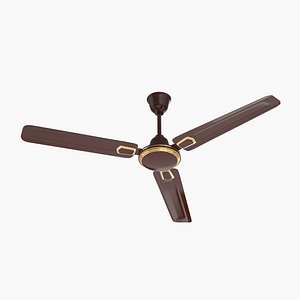 Brown and Gold Ceiling Fan 3D model