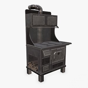 Old Stove Low-poly PBR 3D model