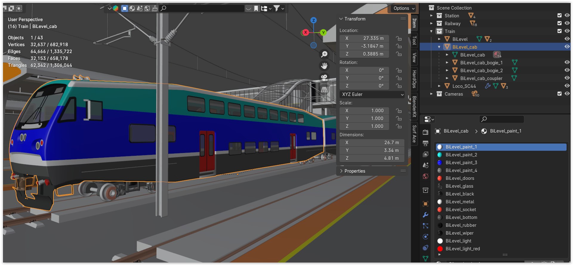 Station With BiLevel Train IV 3D Model - TurboSquid 2313340