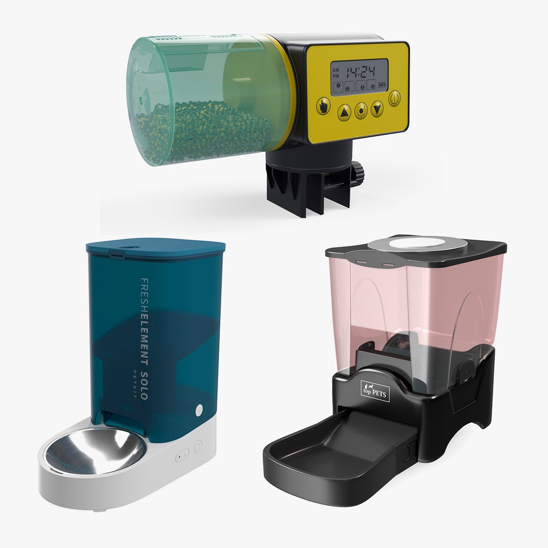 Automatic Pet Feeder Food Dispensers Collection 3D model preview