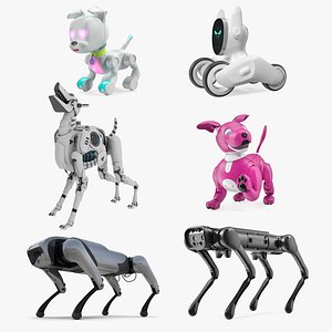 Rigged Robots Dog Collection 4 3D model