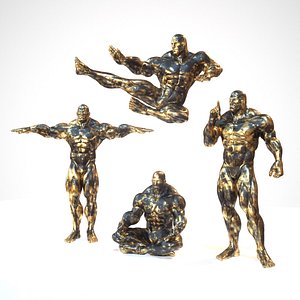 sculpture rigged black gold obj
