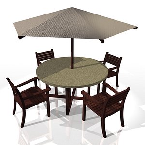 garden table chairs parasol 3d model