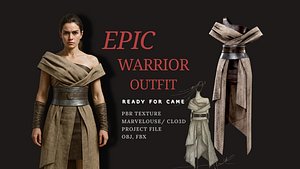 Epic Warrior Outfit 3D Model - Female Armor Clothing Game Ready - PBR FBX OBJ CLO3D