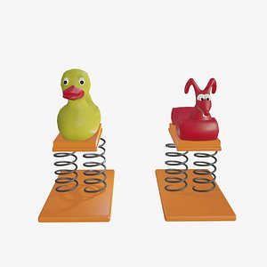 3D spring swing rider dog and  duck