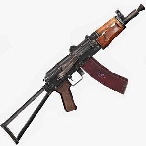 3D AKS-74U PBR Game Ready Low-poly model