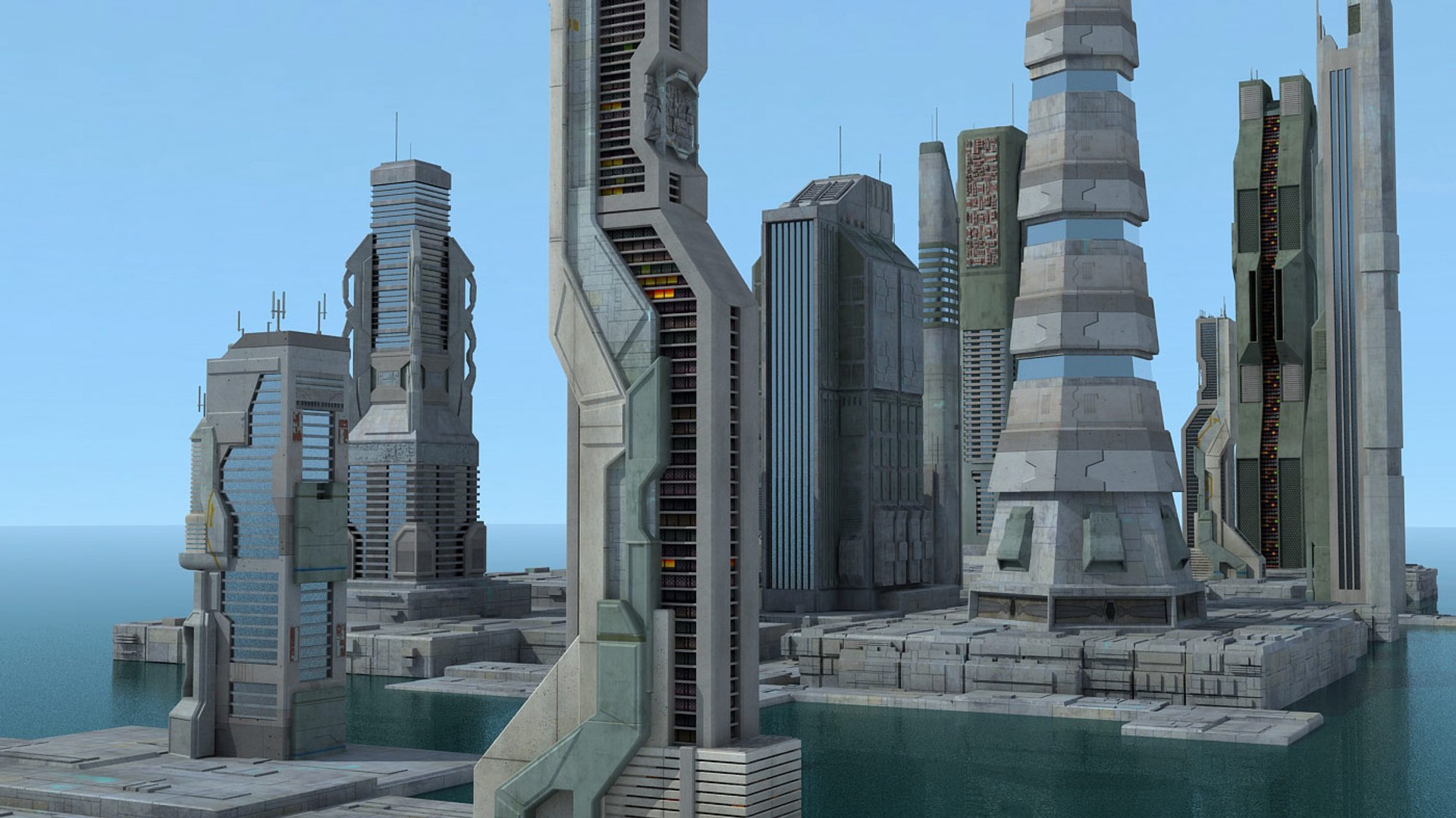 3ds Max Sci Fi Futuristic City