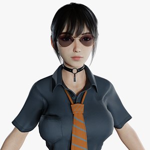 3D Asian School Girl PBR 8k model
