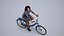 00213Aimee0001 - Mujer negra adulta en bicicleta con ropa informal de transición de temporada para planificación urbana