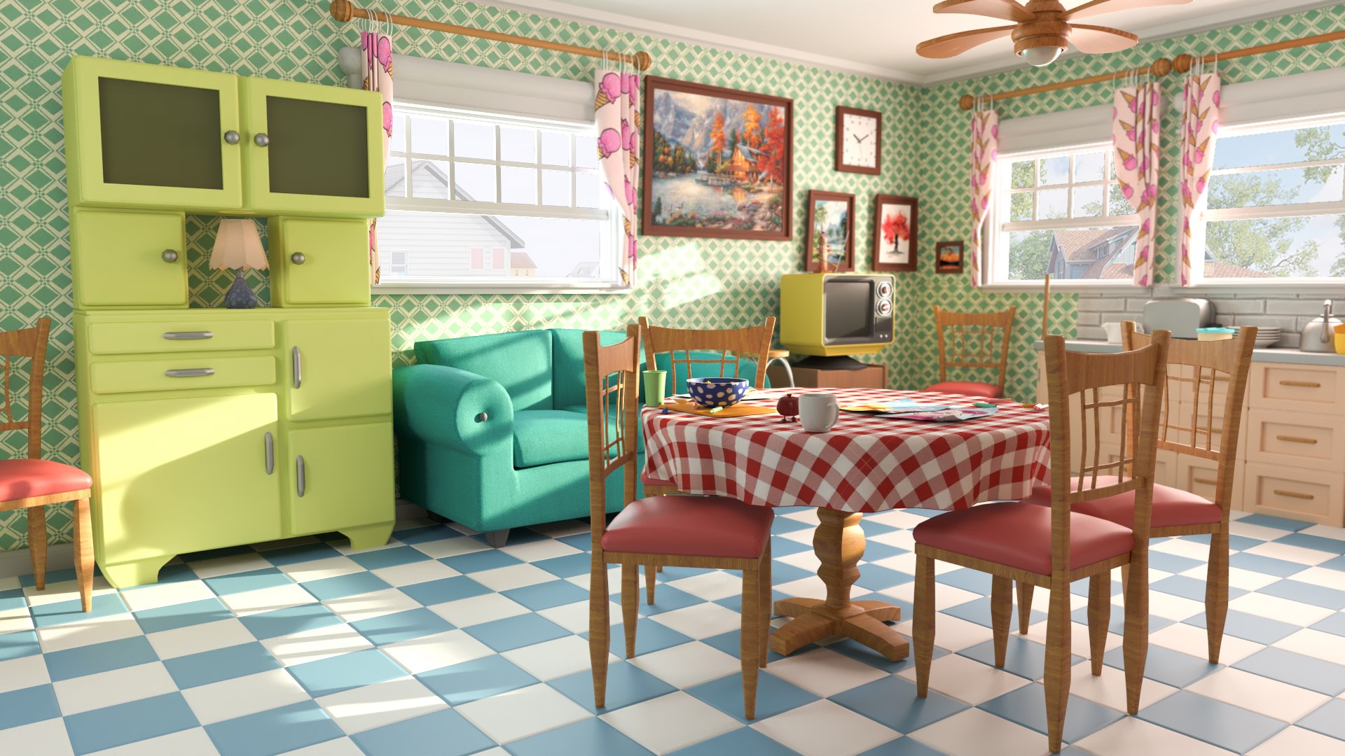 Cartoon Kitchen Lowpoly Model - TurboSquid 1995348