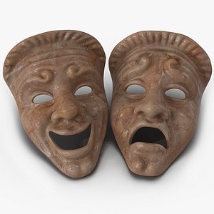 Theatre Masks Set Red Marble