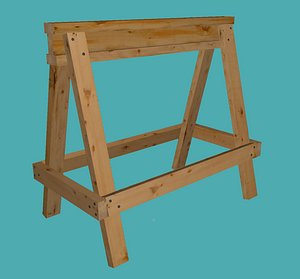 sawhorse constructed 2x4s 3d model