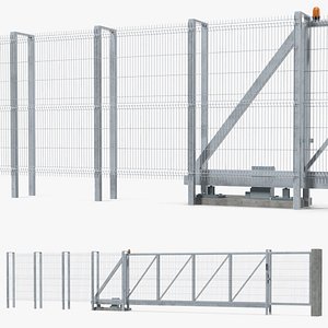 3D Industrial Mesh Gates Steel model