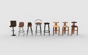 Bar Stool set 01 3D model 3D model