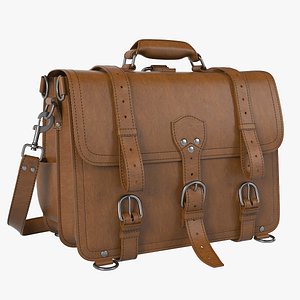 brown saddleback leather briefcase 3D