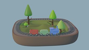 3D Animated Toy Train 3D model