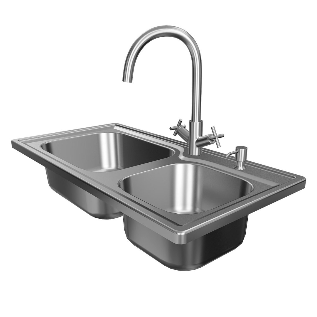 Double Kitchen Sink 3d Model Turbosquid 1607971