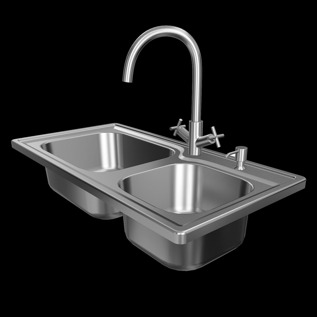 Double Kitchen Sink 3d Model Turbosquid 1607971