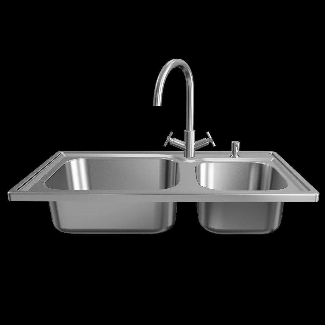 Double Kitchen Sink 3d Model Turbosquid 1607971