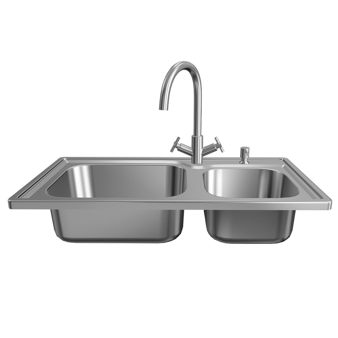 Double Kitchen Sink 3d Model Turbosquid 1607971