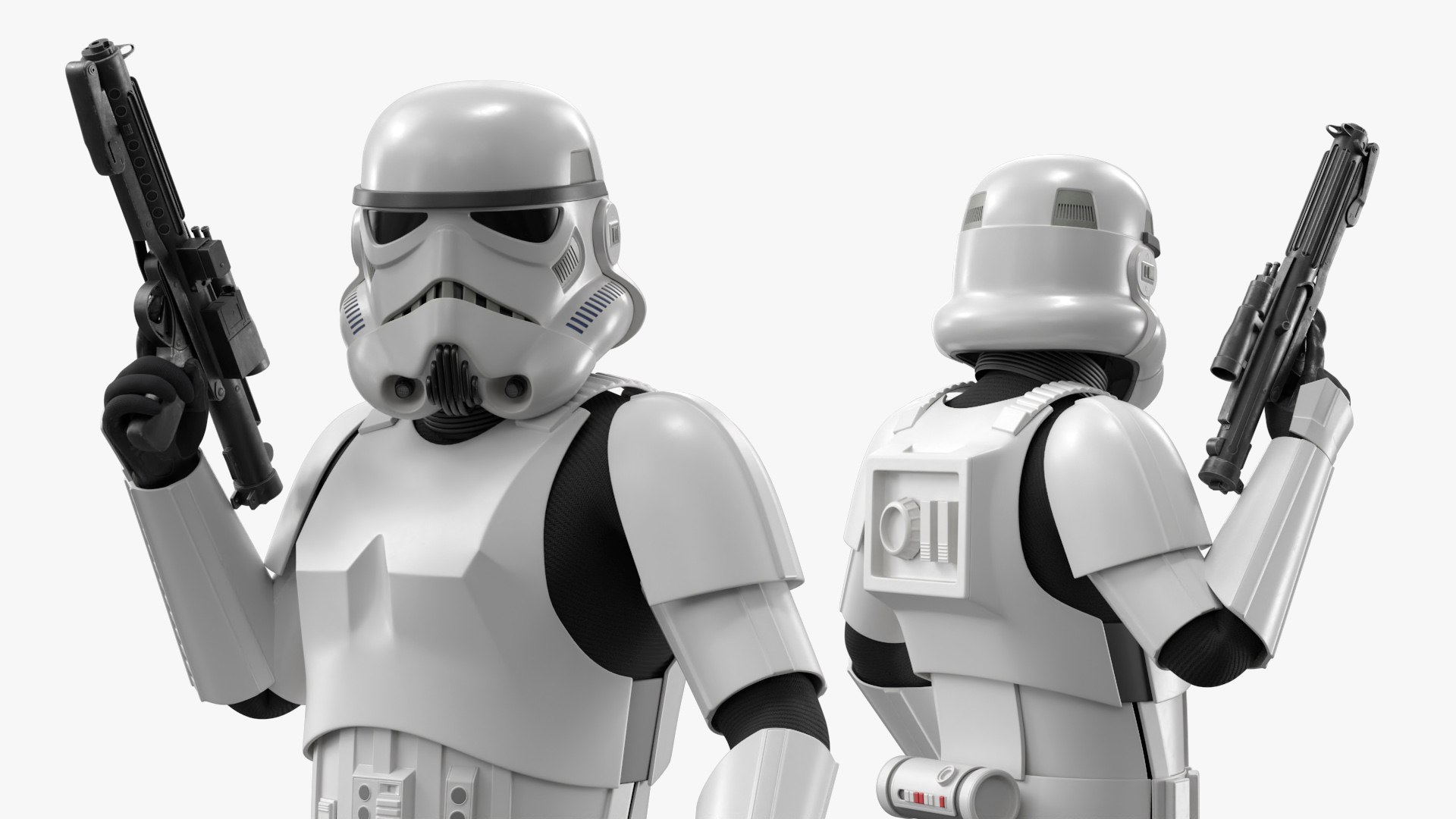 Star Wars Imperial Stormtrooper Raised Blaster Combat Pose 3D model preview