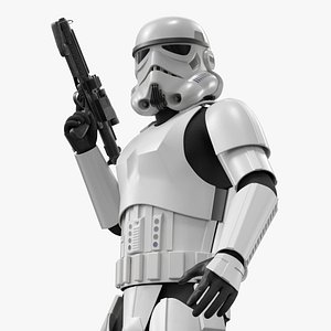 3D model Star Wars Imperial Stormtrooper Raised Blaster Combat Pose
