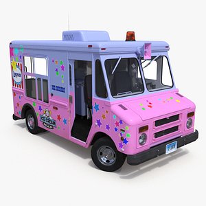 3D model Ice Cream Truck with Star Decals and Branding Rigged