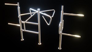 Turnstile 3D model animated subdivision Supermarket museum 3D model
