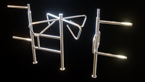 Turnstile 3D model animated subdivision Supermarket museum