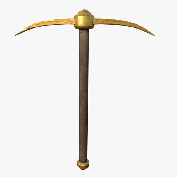 3D model golden pickaxe tools