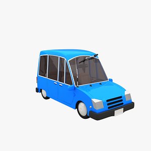 cartoon blue car 3d model