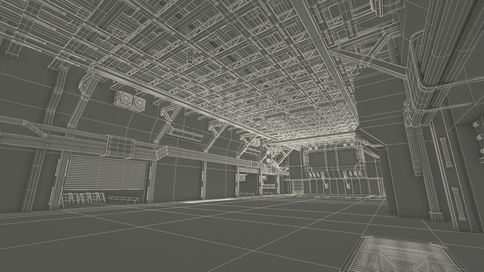 3D Futuristic Hangar Interior Blue Lights Model - TurboSquid 2203783