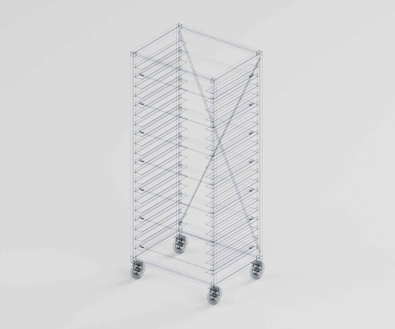 3D Twenty Rail Bakery Tray Trolley with Sheet Pans and Castors model https://p.turbosquid.com/ts-thumb/s1/R32ylG/gF/06_wire/jpg/1791509667/1920x1080/fit_q87/62c06c2f6f37d4d04ccfcb175553e79e5cccc237/06_wire.jpg