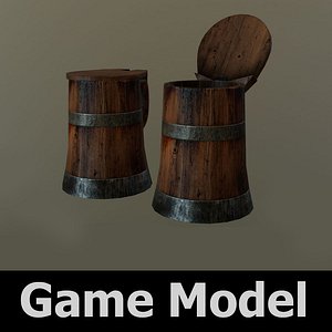 3d old wooden tankard model