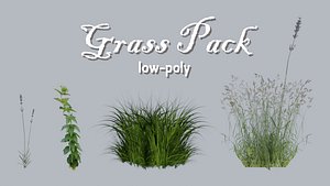 low-poly grass pack 3D model