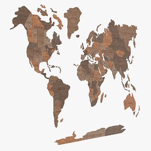 Wooden World Map Wall Art 3D model