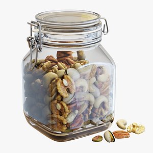 Food Set 19  Glass Jar with Mixed Nuts model