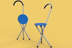 TRIPOD STICK CANE CHAIR WALKING SEAT STOOL POLE FOLDING PORTABLE 3D