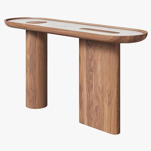3D Italian Elements oval walnut console model