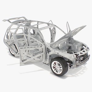 SUV Car Frame Structure with Chassis Rigged model