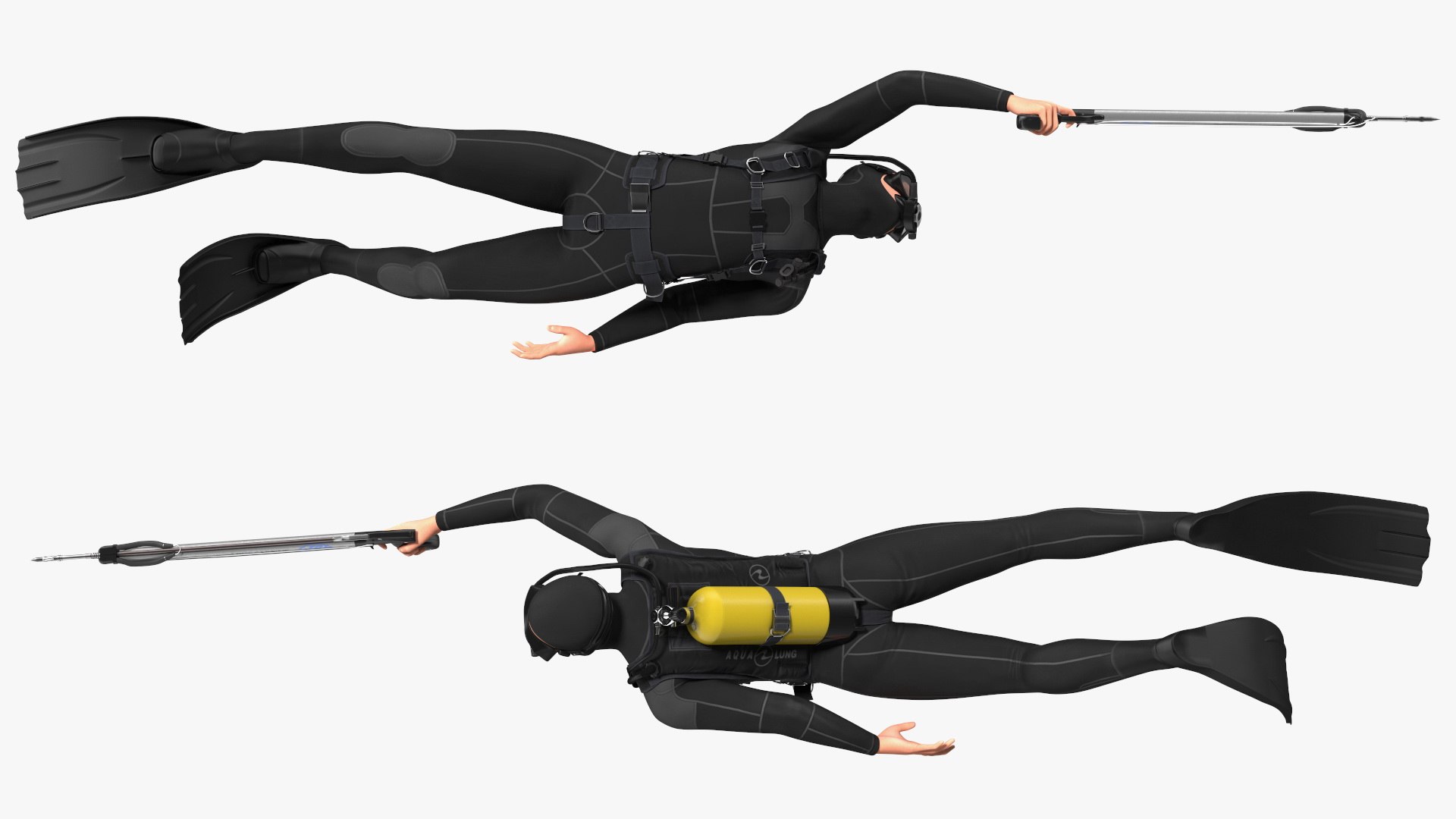 Diver With Underwater Speargun 3D Model - TurboSquid 1883182