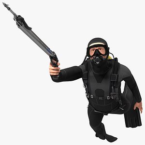Diver with Underwater Speargun