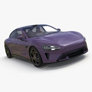 Electric Car Sedan Purple Simplified